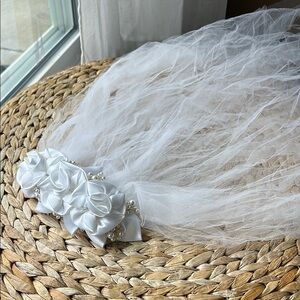 handmade vintage wedding veil rose and pearl beaded